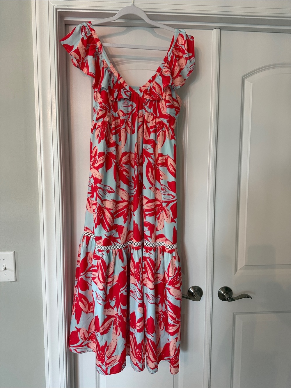 TCEC Red and Light Blue Floral Dress
